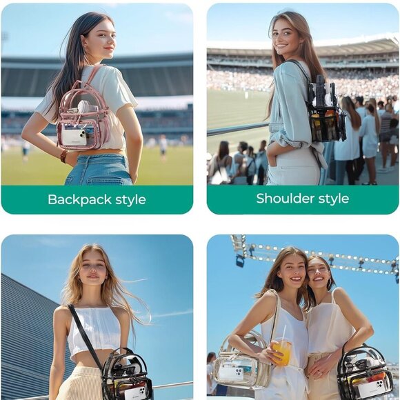 Convertible Stadium Clear Bag 12x6x12 - Waterproof Lunch Box with Multi-Pockets - Picture 6 of 8